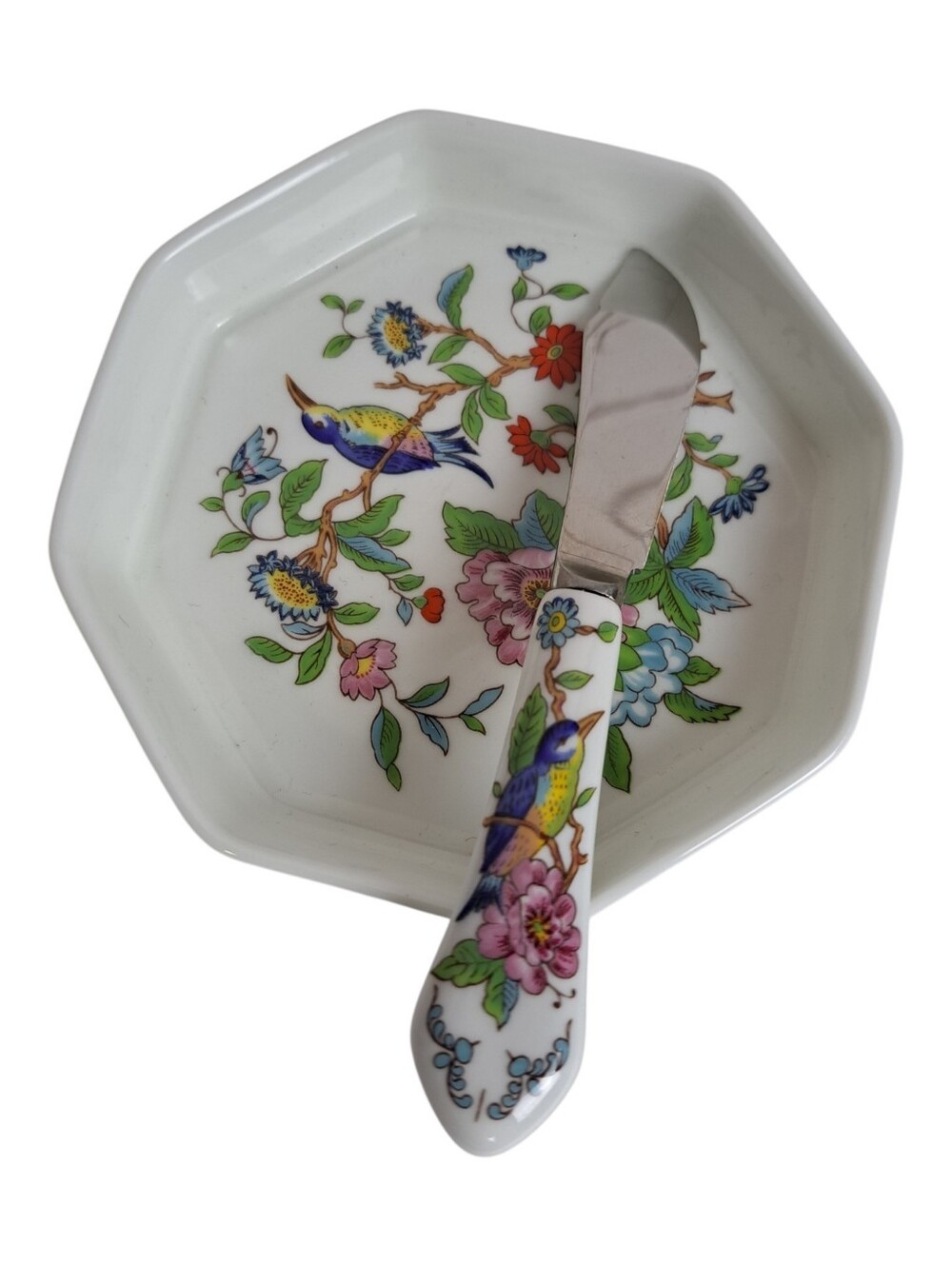 Aynsley  Pembroke octagonal fine bone china individual butter dish and spreader